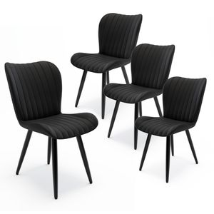 Set di 4 Sedie da Pranzo Moderne Senza Braccioli in Ecopelle PU con Cuscini Spessi e Gambe in Metallo, Sedie Laterali per Cucina e Sala da Pranzo - Product Image 5