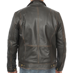 Chaqueta Varsity de Cuero Genuino para Hombre, Estilo Vintage, Transpirable, de Alta Calidad, Informal para Invierno, Tejido Ligero de 320g, Precio Razonable - Product Image 2