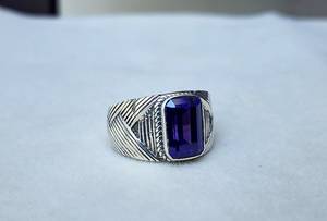 Blue Sapphire Signet <b>Ring</b> Cushion Gemstone 925 Sterling Silver Designer <b>Ring</b> Men Women Gift Elegant Jewelry - Product Image 4