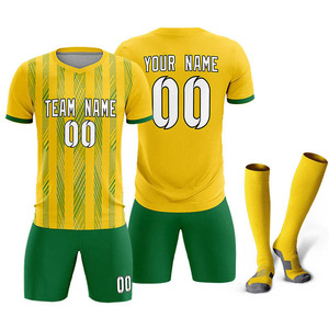 Conjunto de Uniforme de Fútbol Sublimado Personalizado 2025, Estilo Brasil Amarillo y Verde, Camiseta de Fútbol con Pantalones Cortos y Calcetines, Fabricante de Kits de Equipo OEM - Product Image 1