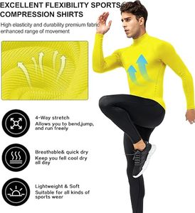 Men's Compression Long Sleeve Performance Shirt Premium Quick Dry Compression Base <b>Layer</b> <b>Top</b> Men's Athletic Compression Training - Product Image 2