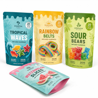 Sachets en plastique pour bonbons gélifiés avec fenêtre, personnalisés, résistants aux enfants, pochettes verticales pour oursons gélifiés et bonbons mous, Doypack 120g