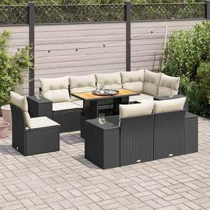 Conjunto de Sofás Modulares Grandes de Ratán PE Negro para Jardín, Elegante Colección de Muebles para Exteriores - Product Image 1