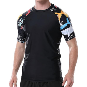 Custom Logo Men Rash Guard <b>Compression</b> T <b>Shirt</b> Short Sleeve Swim <b>Shirt</b> UV Protection OEM Manufacturer Bulk - Product Image 2