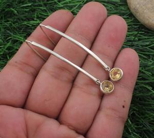 Pendientes de Plata de Ley 925 con Citrino y Lazo, Chapados en Plata, con Cuentas Delicadas, Brillantes y Románticos, Joyería para Bodas - Product Image 1