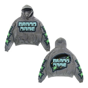 Sweat à capuche de luxe personnalisé avec logo brodé en relief 3D, design urbain tendance, manches longues, 100 % coton, sweat à capuche d'hiver haut de gamme - Product Image 2
