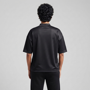 T-shirt à col montant et imprimé bouffant pour femme, épaules tombantes, léger, 100 % polyester, imprimé bouffant, pour l'été - Product Image 2