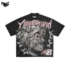 Camisetas de algodón 100% transpirables de calidad con logotipo personalizado para hombre, estampado gráfico oversize, cuello redondo, estilo urbano, marca privada estadounidense, OEM, ODM - Product Image 1