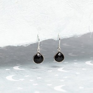 Black Onyx Peace Dangle Drop <b>Earrings</b> Necklace Set 925 Sterling Silver Satellite Chain Elegant Wedding Jewelry - Product Image 5