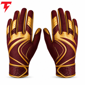 Full Finger American Football <b>Sports</b> <b>Gloves</b> Maroon Gold PU Non-Slip Hook And Loop Closure Men All Seasons - Product Image 5
