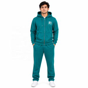 Conjunto de Sudadera con Capucha y Pantalón de Chándal Bordado Personalizado al por Mayor, de Algodón Grueso y Felpa, Ajuste Regular, con Cremallera y Bolsillos Delanteros, B2B EE. UU. - Product Image 1