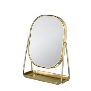 Espejo de maquillaje metálico con soporte para tocador, espejo cosmético para dormitorio - Product Image 2