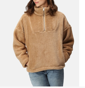 Sudadera de algodón grueso con cuello redondo y rayas, bordada y personalizada para mujer, de gran venta - Product Image 6