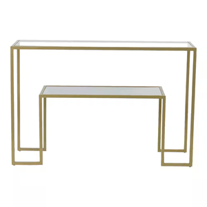 Mesa Consola Moderna de Acero Inoxidable Dorado con Tapa de Mármol Blanco, Elegante Mesa Rectangular para Entrada o Pasillo, Decoración para Hogar y Hotel - Product Image 3