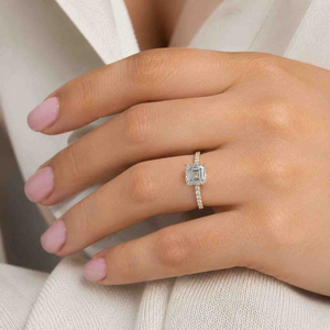 Anillo de compromiso con diamante talla Asscher para mujer, oro amarillo, diamante cultivado en laboratorio, estilo de lujo, certificado IGI - Product Image 2