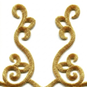 1 Pair Gold Metallic Embroidery <b>Patch</b>, Symmetrical Scroll Motif Applique for <b>Jacket</b> Chest, Uniform & Luxury Dress Decoration - Product Image 2