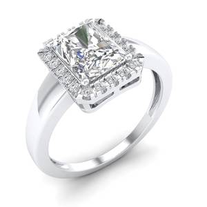 REYES New Arrival 925 Sterling Silver 14K White Gold Plated Radiant Cut 2.14Ct <b>Moissanite</b> Solitaire Ring Fine <b>Jewelry</b> For Women - Product Image 2
