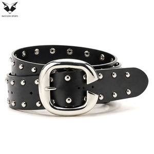 Ceinture en cuir noir cloutée pour femme, style tendance, ceinture haute taille avec boucle argentée, accessoire de mode le plus vendu - Product Image 2