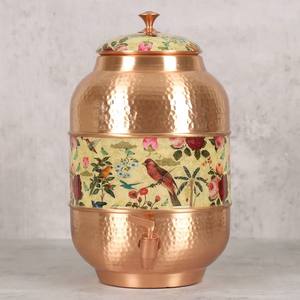 Distributeur d'eau en cuivre martelé fait main avec robinet, pot à boisson ayurvédique pour la maison, la cuisine et la table à manger - Product Image 2