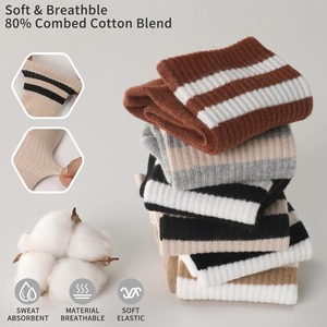 Custom Cotton Crew Sports <b>Socks</b> Breathable Striped Athletic Casual Comfort <b>Moisture</b> Wicking Unisex Gym Training <b>Socks</b> - Product Image 4