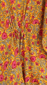 Vestido Kaftán Largo Naranja con Estampado de Bloques para Mujer, Corte Holgado, 100% Algodón, Ropa de Resort, Vestido Holgado y Cómodo - Product Image 5