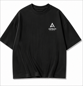 T-shirt noir surdimensionné pour homme, 100% coton, col rond, manches courtes, tricoté, tee-shirt uni, streetwear décontracté, écologique, logo personnalisé - Product Image 1