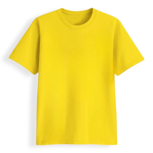 เสื้อยืดโพลีเอสเตอร์คุณภาพดี สีเหลืองล้วน คอกลม แขนสั้น สไตล์ลำลอง ทรงปกติ ผ้าถัก สำหรับผู้หญิง - Product Image 4