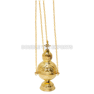 Encensoir d'église en laiton au design traditionnel avec chaînes suspendues |   Brûleur d'encens orthodoxe - Double VeeExports Fabriqué en Inde - Product Image 2