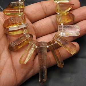 Perles brutes en quartz naturel Beer - Pour la fabrication de bijoux - Fournitures pour grossistes - Nouvelle arrivée 8 pouces 15-30 mm de long environ - Product Image 1