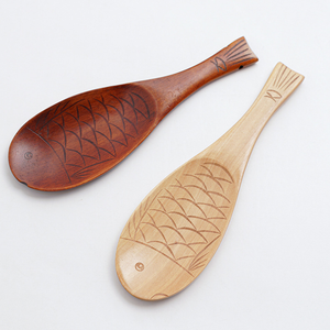 Creative Multifunctional Home Kitchen Utensils Non-Stick Fish Shaped <b>Spoon</b> Tableware Hand-<b>Carved</b> Wooden Rice Paddle - Product Image 5