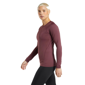 Vêtements de sport haut de gamme pour femmes, couleur bordeaux, manches raglan en spandex, col rond en coton, manches longues - Product Image 2
