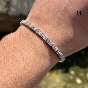 High-Quality Baguette Tennis Bracelet <b>for</b> <b>Men</b>, Sparkling Zirconia Baguette Chain Jewelry - Product Image 2