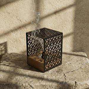 Brûleur d'encens en bois fait main avec motif géométrique découpé au laser, support aromatique en bois naturel pour une utilisation toute l'année - Product Image 3