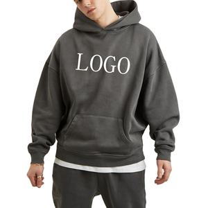 Sudaderas con Capucha Personalizadas para Hombre, de Alta Calidad, Estilo Holgado con Hombros Caídos, 100% Algodón, Tejido Informal, Color Liso, para Invierno - Product Image 1
