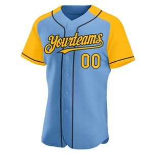 Jersey de Béisbol Azul Cielo y Dorado Más Vendido, 100% Poliéster, Malla Bird Eye, Botones Completos, Logotipo Personalizado, Nombre del Equipo, Número del Jugador - Product Image 3