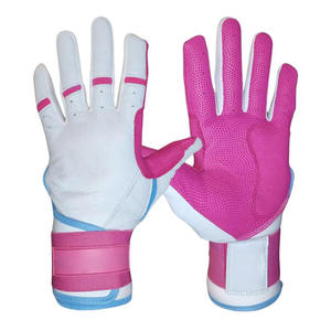 New Pink White Leather Adult Baseball Batting Gloves Breathable Textured Palm Enhanced Grip <b>Adjustable</b> Wrist <b>Strap</b> XL XXL L - Product Image 1