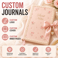 Ensemble de carnets LABON personnalisés à notes douces et florales roses avec bordure en dentelle et nœud en satin, carnet à pois avec breloque cœur pour logo personnalisé