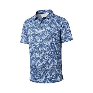 เสื้อโปโลแขนสั้นผู้ชาย สีน้ำเงิน ลายพิมพ์นามธรรม สวมใส่สบาย ระบายอากาศได้ดี ผลิตจากผ้าโพลีเอสเตอร์ - Product Image 3