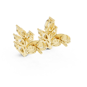 Boucles d'oreilles exclusives multi-pierres avec diamants de laboratoire taille marquise brillants, or jaune 14 carats, bijoux certifiés GRA - Product Image 3