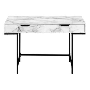 Scrivania Moderna Contemporanea 48'' con Cassetti Porta Laptop Effetto Marmo Bianco per Ufficio e Casa, Struttura in Metallo Nero - Product Image 6