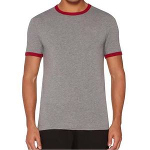 Customized Men's 100% Cotton Jersey Fabric Heavy Weight Ringer Sleeve Crewneck Casual Eco-Friendly Breathable Regular T-Shirts - Product Image 1