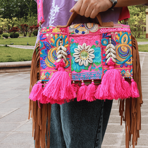 Premium Quality Kambhari <b>Patchwork</b> Pink Color Boho Hand <b>Bag</b> Available for Affordable Price from India - Product Image 5