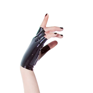 Black PU Wrist-Length <b>Gloves</b> Punk Style Unlined Four Seasons Daily Use Party - Product Image 3