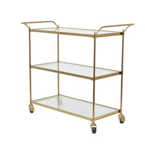 Chariot de service utilitaire en métal moderne fait main et écologique, style industriel, structure métallique avec finition thermolaquée, étagères multi-niveaux - Product Image 1