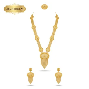 Dubai Style Long Brass Box <b>Chain</b> Charm Necklace Set 24K Gold Plated Classic Fashion Jewelry for Women's Wedding - Product Image 2