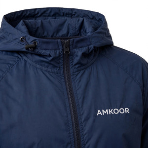 Chaqueta Cortavientos con Capucha para Hombre, Color Personalizado, Cierre de Cremallera, Poliéster, Color Sólido, Informal, para Otoño - Product Image 6