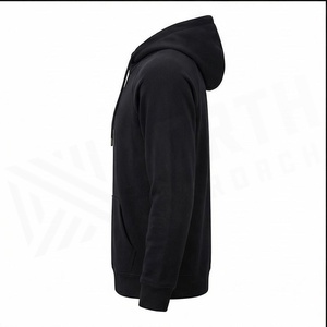 North Approach Men's Black Hooded Sweatshirt <b>Raglan</b> Sleeve Fleece Casual Autumn Wear Front Pocket Regular Fit - Product Image 3