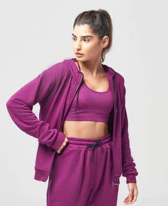 Vêtements personnalisés en vrac Streetwear pull à capuche sweat-shirt court à capuche ensembles décontracté solide sweats à capuche tricotés pour femme - Product Image 1