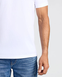เสื้อยืดคอวีผ้าคอตตอนผ้าโพลีเอสเตอร์สำหรับผู้ชายเสื้อยืดผ้าแห้งเร็วสีทึบออกแบบได้ตามต้องการ - Product Image 5
