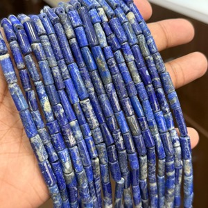 Perles tubulaires en Lapis Lazuli naturel, de 5x7mm à 8x10mm, Lapis Lazuli bleu AAA, perles lisses en forme de tube, brin de 16 pouces, Lapis Lazuli bleu naturel - Product Image 2